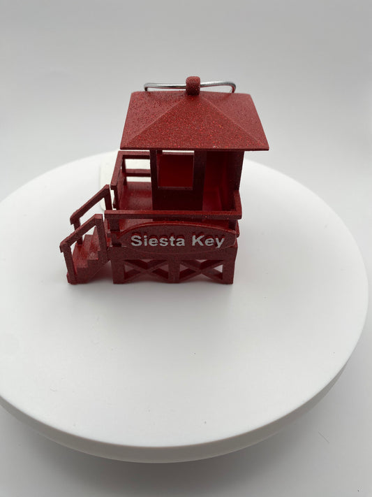 Siesta Key Red Lifeguard Stand Ornament