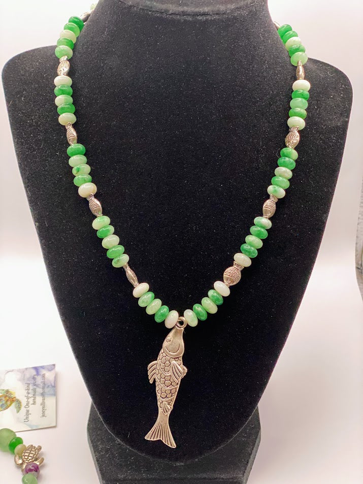 Agate Fish necklace & matching bracelet